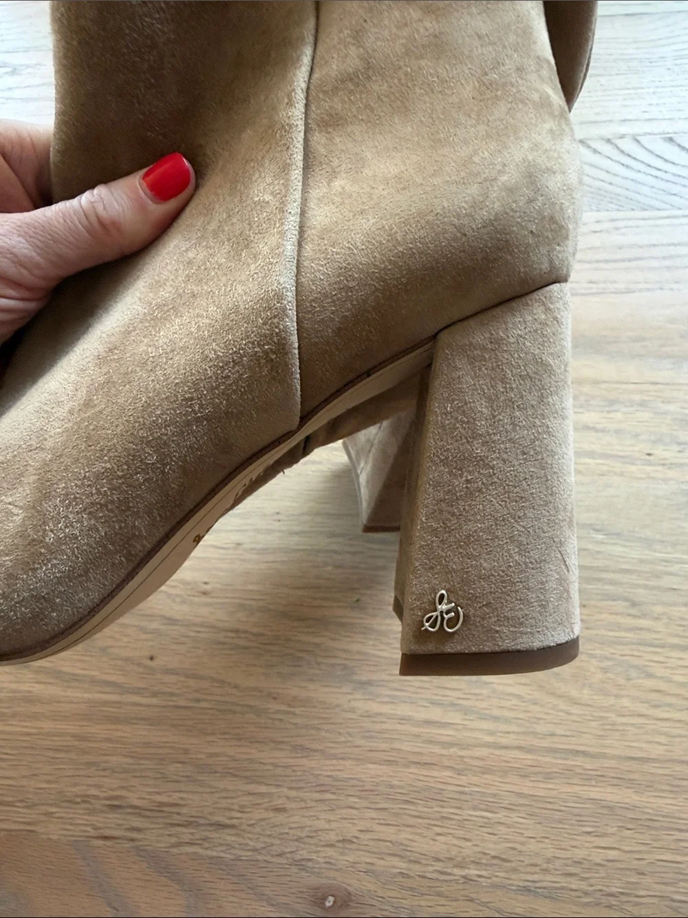 Sam Edelman Roden Taupe Suede Leather Pointed-Toe Ankle Boots Women’s Size 9